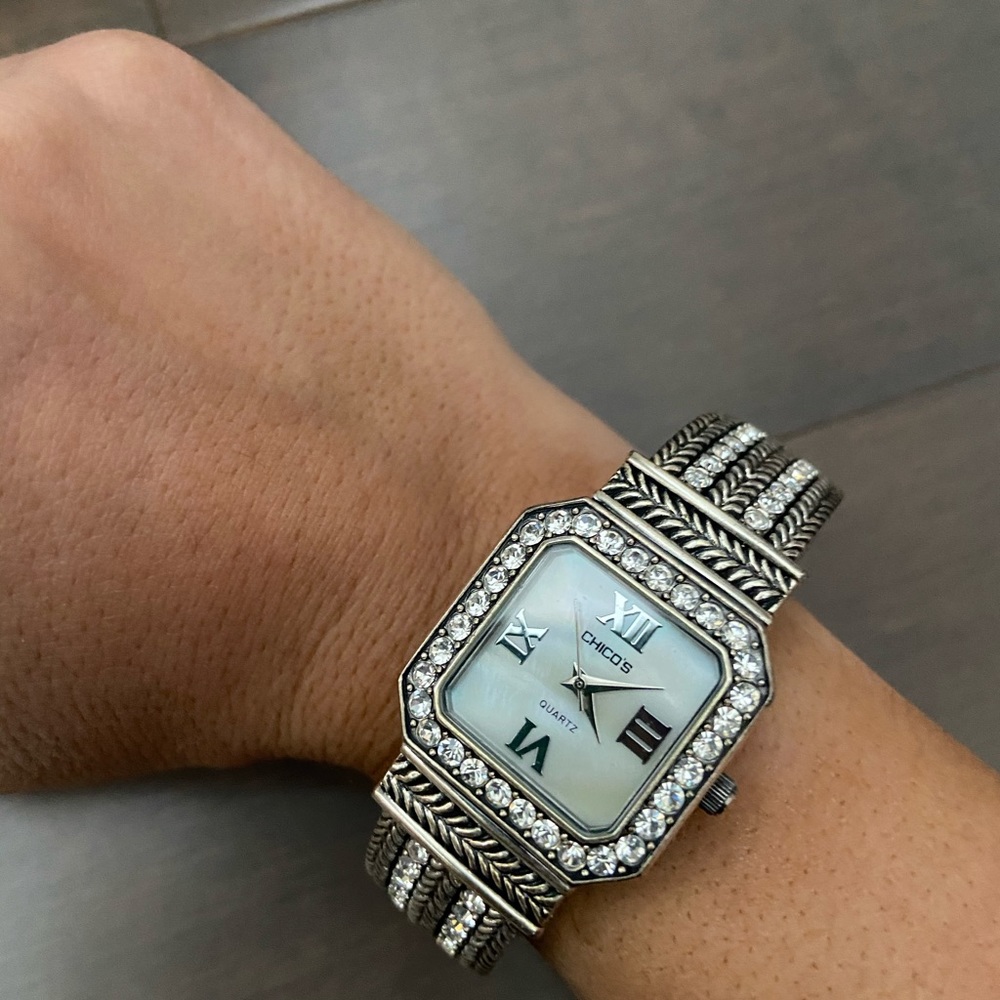 Chico’s Open Cuff Rhinestone Watch - Picture 5 of 7